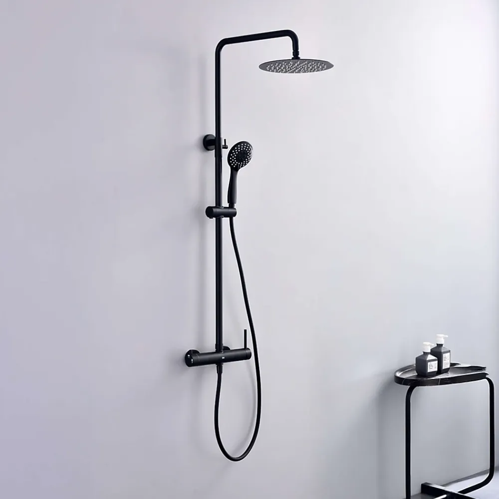 Poalgi Colonne de douche mécanique avec barre extensible SKY BATH noir mat PVD Inox S304 série ROCK