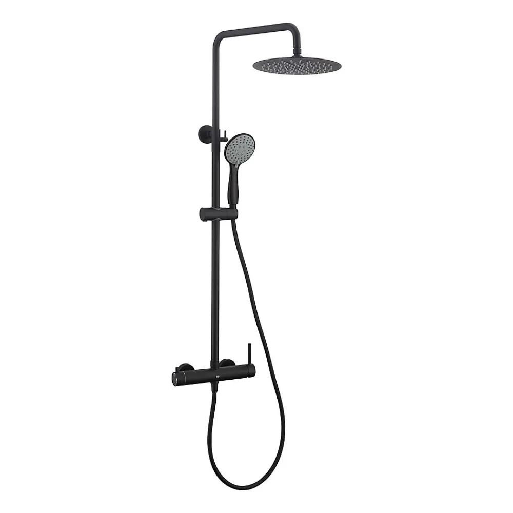 Poalgi Colonne de douche mécanique avec barre extensible SKY BATH noir mat PVD Inox S304 série ROCK