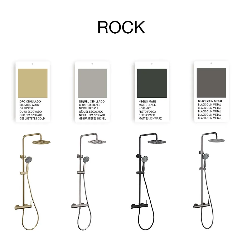 Poalgi Colonne de douche mécanique avec barre extensible SKY BATH noir mat PVD Inox S304 série ROCK