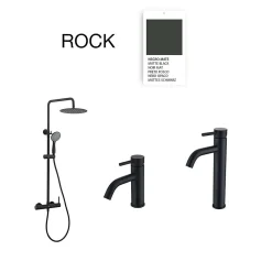 Poalgi Colonne de douche mécanique avec barre extensible SKY BATH noir mat PVD Inox S304 série ROCK