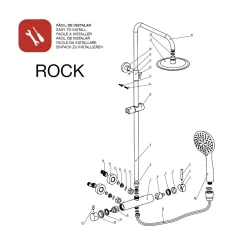 Poalgi Colonne de douche mécanique avec barre extensible SKY BATH noir mat PVD Inox S304 série ROCK