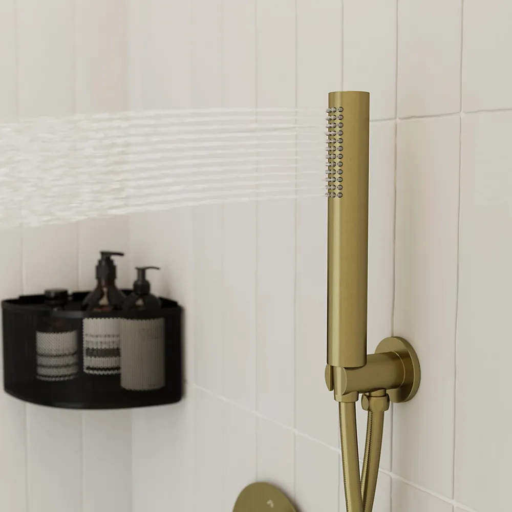 Colonne De Douche Encastrable|GoodHome Colonne de douche mécanique encastrée en laiton massif finition satin, Owens