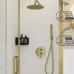 Colonne De Douche Encastrable|GoodHome Colonne de douche mécanique encastrée en laiton massif finition satin, Owens