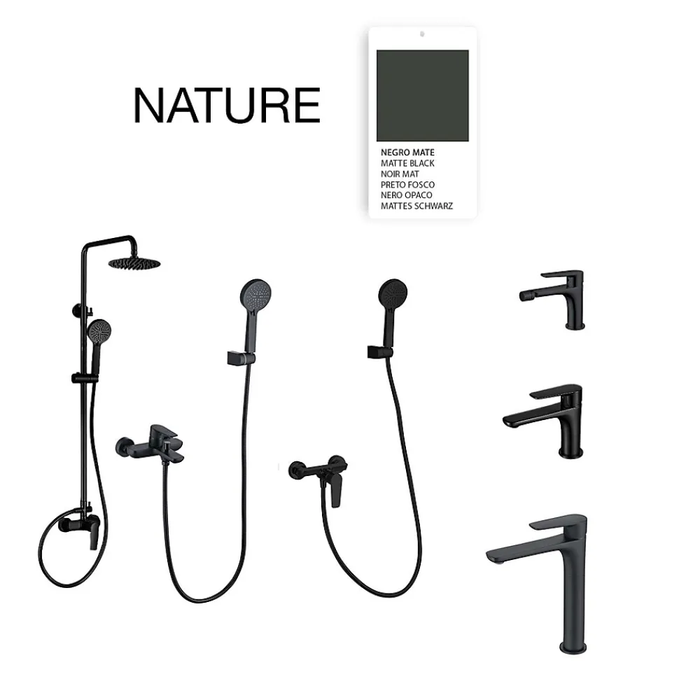 Colonne De Douche Mécanique|Poalgi Colonne de douche mécanique avec barre extensible SKY BATH noir mat série NATURE