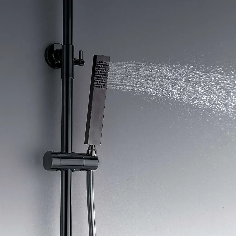 Poalgi Colonne de douche mécanique avec barre extensible SKY BATH noir cristal PVD série INFINITE