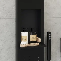 GoodHome Colonne de douche mécanique hydromassante, noir mat, Layra