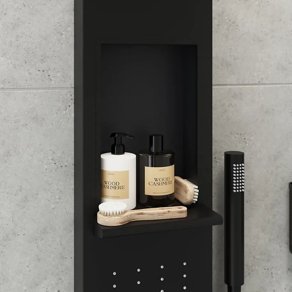 GoodHome Colonne de douche mécanique hydromassante, noir mat, Layra