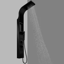 GoodHome Colonne de douche mécanique hydromassante, noir mat, Layra
