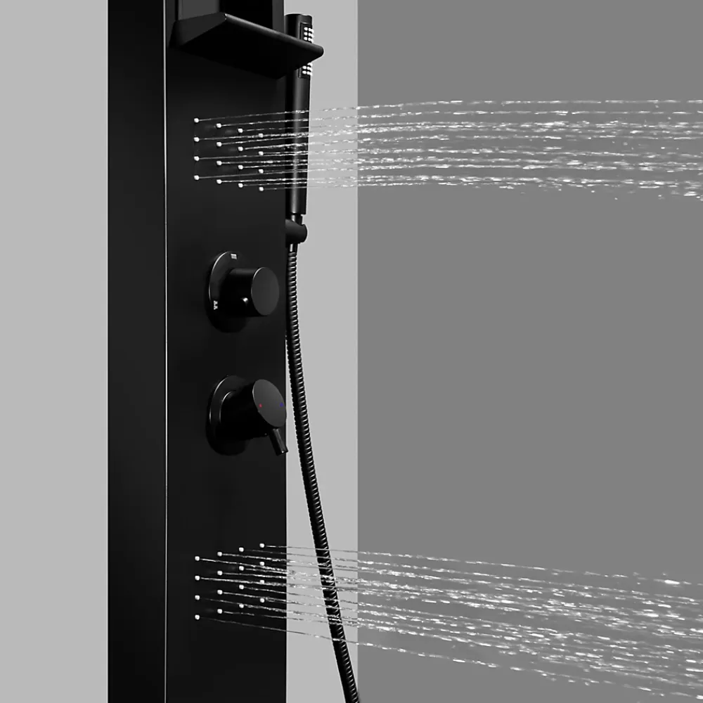 GoodHome Colonne de douche mécanique hydromassante, noir mat, Layra