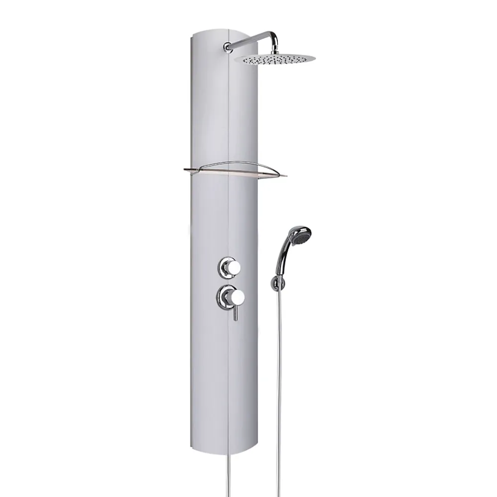 Colonne De Douche Hydromassante|Valentin Colonne de douche mécanique avec pomme de tête, douchette et flexible, en aluminuim anodisé gris, Totmy