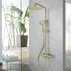 Colonne De Douche Mécanique|Poalgi Colonne de douche mécanique avec barre extensible SKY BATH or brossé PVD série PROMISE