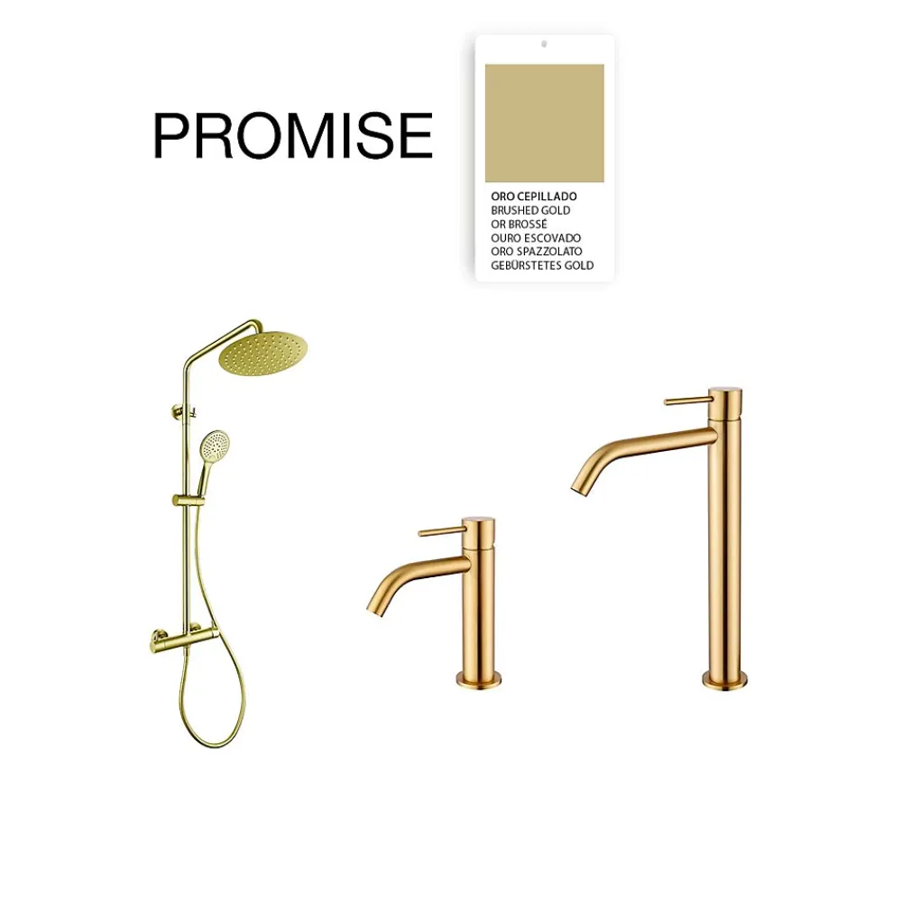 Colonne De Douche Mécanique|Poalgi Colonne de douche mécanique avec barre extensible SKY BATH or brossé PVD série PROMISE
