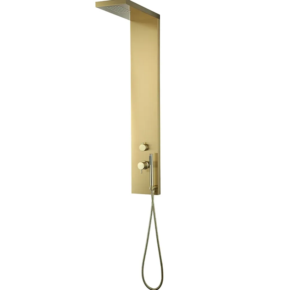 Colonne De Douche Mécanique|Essebagno Colonne de douche mécanique avec douchette et flexible, aluminium doré, Essekadra