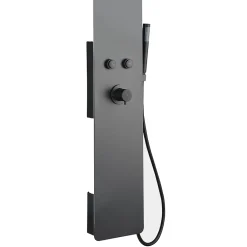 Essebagno Colonne de douche mécanique avec pommeau + douchette + flexible noir Esseflat