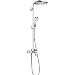 Colonne De Douche Mécanique|Hansgrohe Colonne de douche mécanique chrome avec pommeau rond + douchette 1 jet + flexible, Crometta S 240