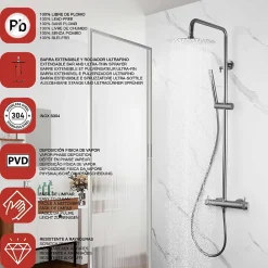 Poalgi Colonne de douche mécanique avec barre extensible SKY BATH gris mat PVD série DIAMOND