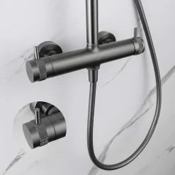 Poalgi Colonne de douche mécanique avec barre extensible SKY BATH gris mat PVD série DIAMOND