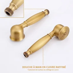 Colonne De Douche Mécanique|Homelody Colonne de Douche Mécanique Ensemble de Douche à Double Poignée Rétro Système de Douche Réglable Kit de Douche en Laiton