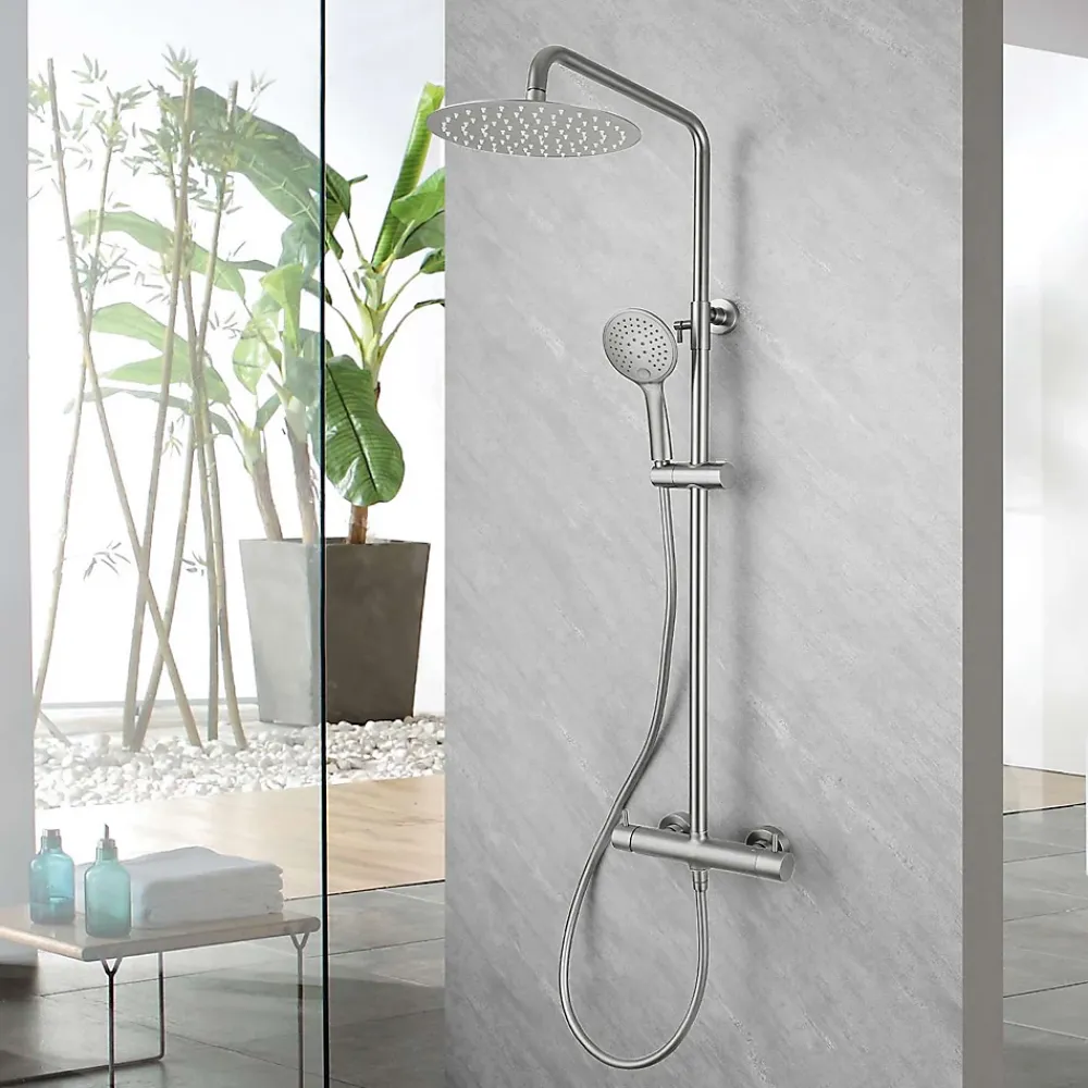 Poalgi Colonne de douche mécanique avec barre extensible SKY BATH nickel brossé PVD série PROMISE