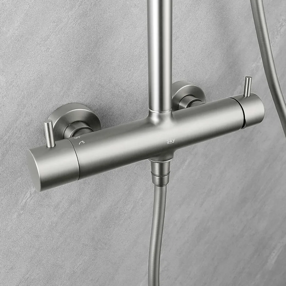 Poalgi Colonne de douche mécanique avec barre extensible SKY BATH nickel brossé PVD série PROMISE