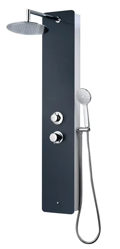Colonne De Douche Mécanique|Edouard Rousseau Colonne de douche mécanique avec pommeau + douchette 1 jet + flexible, gris anthracite, Eris