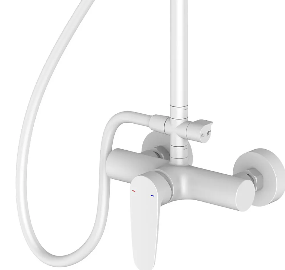 GoodHome Colonne de douche mécanique blanche avec douchette et pomme de tête, Cavally