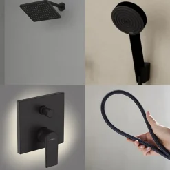 Colonne De Douche Encastrable|Hansgrohe Colonne de douche mécanique Vernis Shape Douche de tête Vernis Shape Flexible Designflex Douchette Pulsify noir