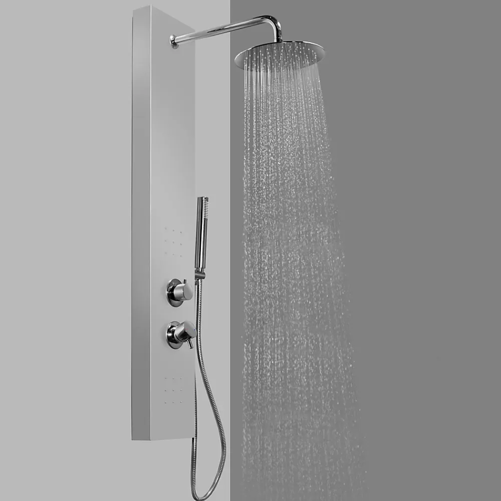 GoodHome Colonne de douche mécanique hydromassante, gris, Tanvia