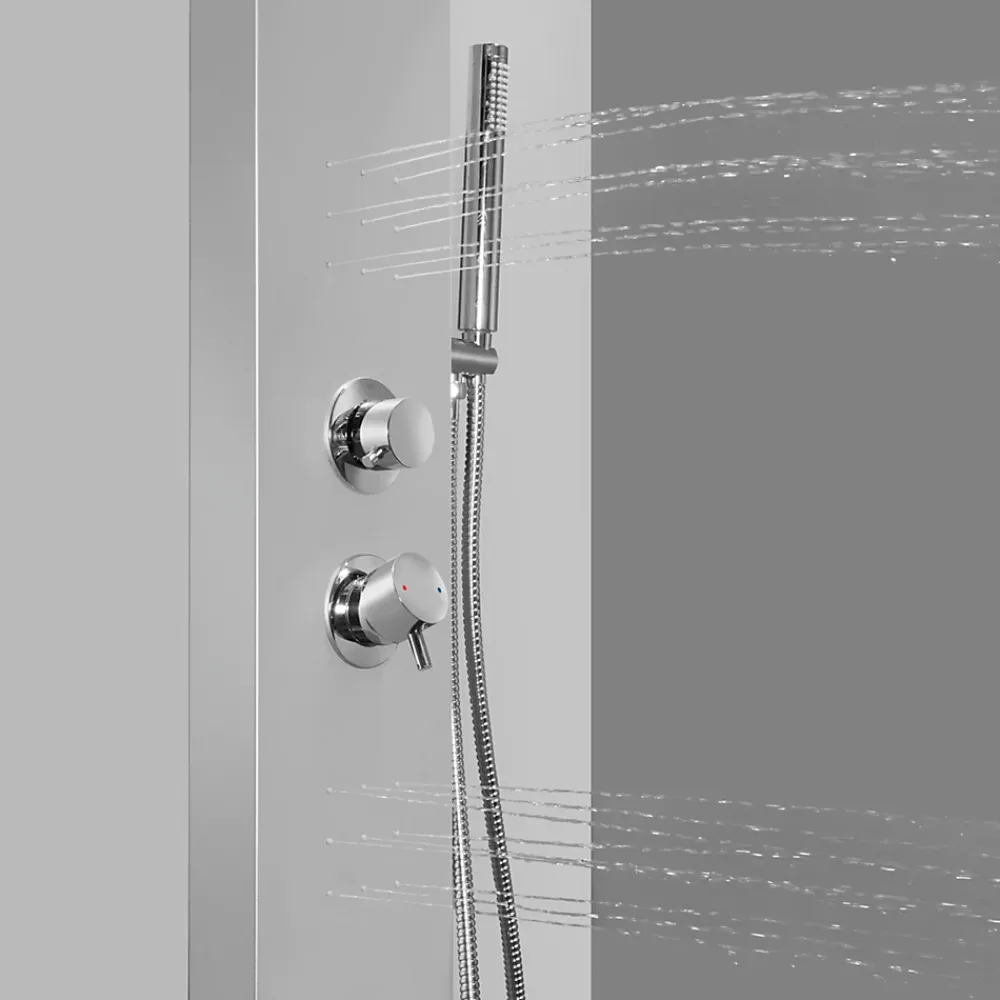 GoodHome Colonne de douche mécanique hydromassante, gris, Tanvia