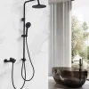 Homelody Colonne de Douche Mecanique avec Mitigeur 2 Fonctions Jet Pluie Douchette a Main Hauteur Reglable 839 a 1164 mm Inox Noir