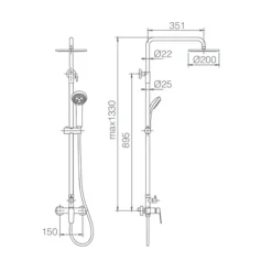 Colonne De Douche Mécanique|Imex Products Colonne de douche mitigeur chrome en acier et laiton avec douchette extensible