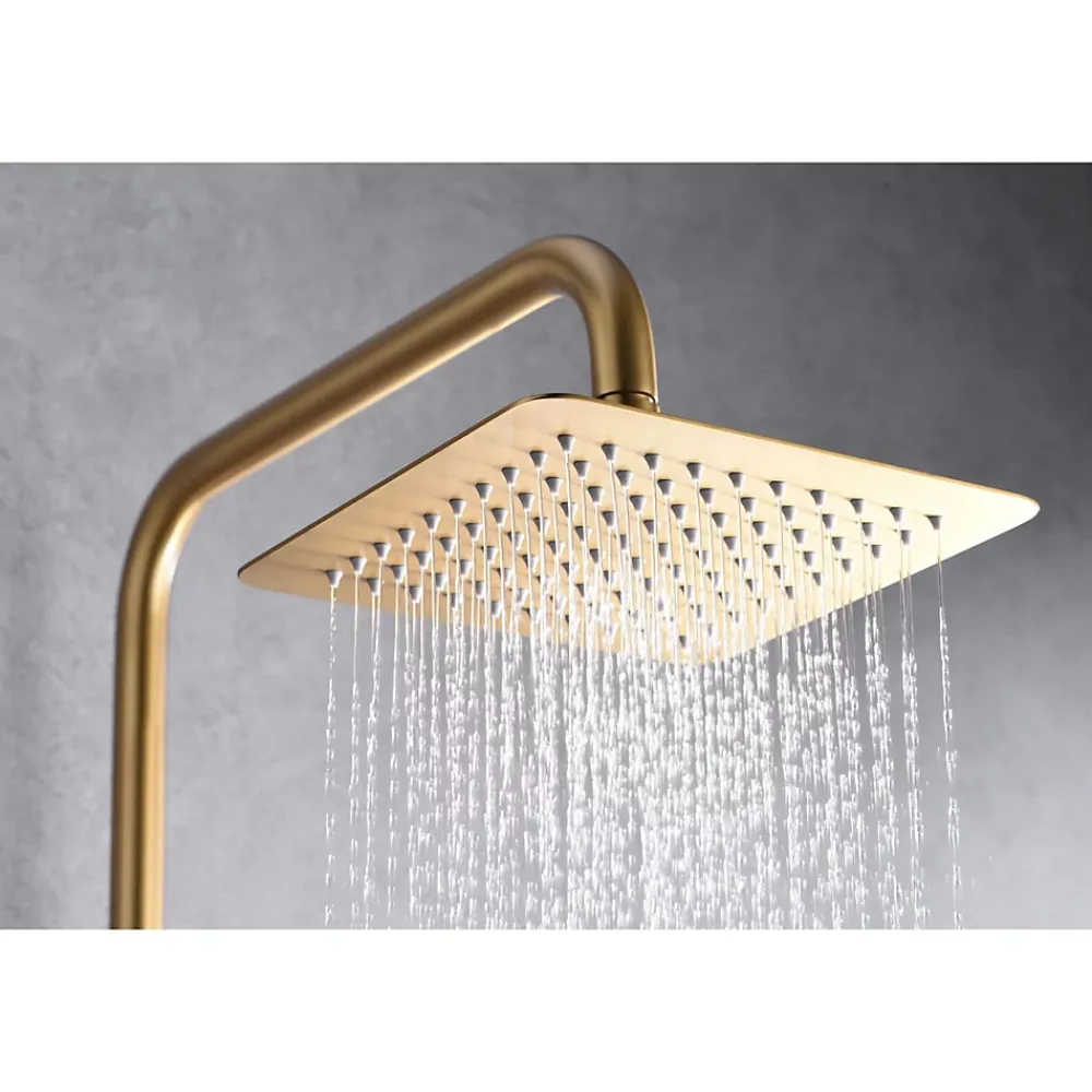 Imex Products Colonne de douche mitigeur or brosse acier et laiton douchette extensible pomme extraplate antic
