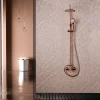 Imex Products Colonne de douche mitigeur or rose acier et laiton tête plate anticalcaire manche incluse