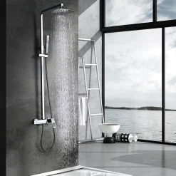 Colonne De Douche Mécanique|Imex Products Colonne de douche mitigeur chrome en acier et laiton avec pommeau anticalcaire 20x20 cm