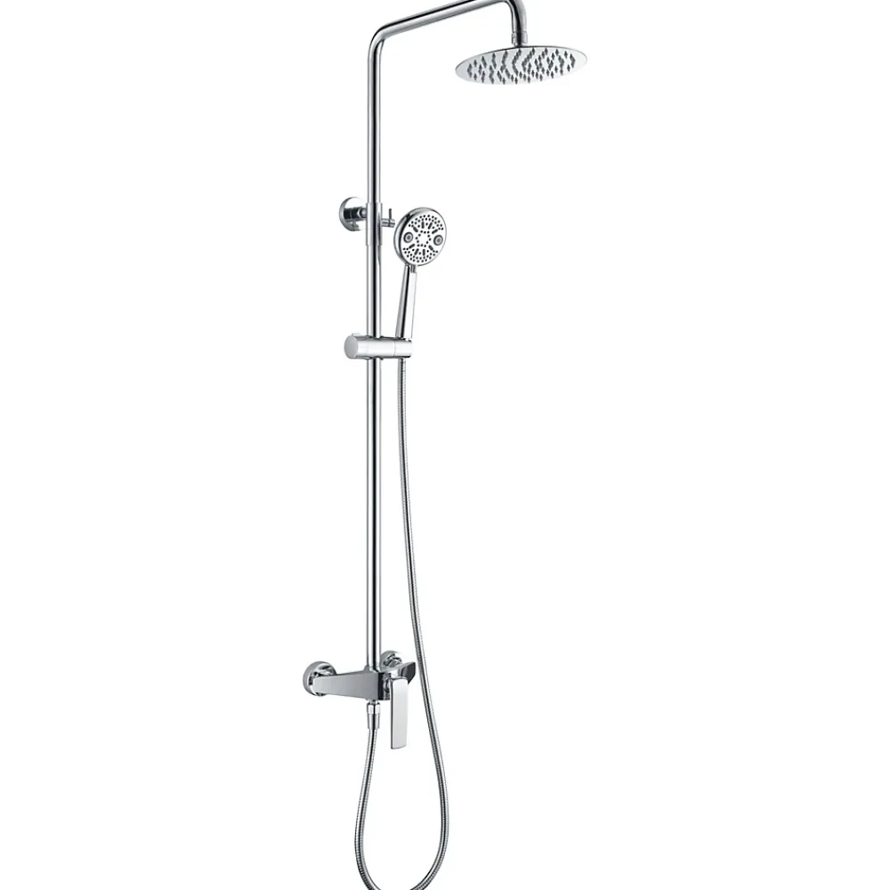 Imex Products Colonne de douche mitigeur chrome acier et laiton avec barre extensible et pommeau plat anticalcair