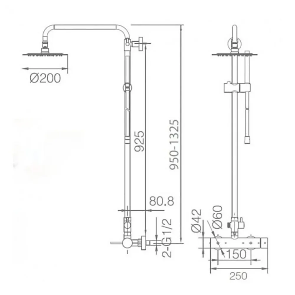 Imex Products Colonne de douche mitigeur monocommande chrome acier et laiton avec douchette extensible