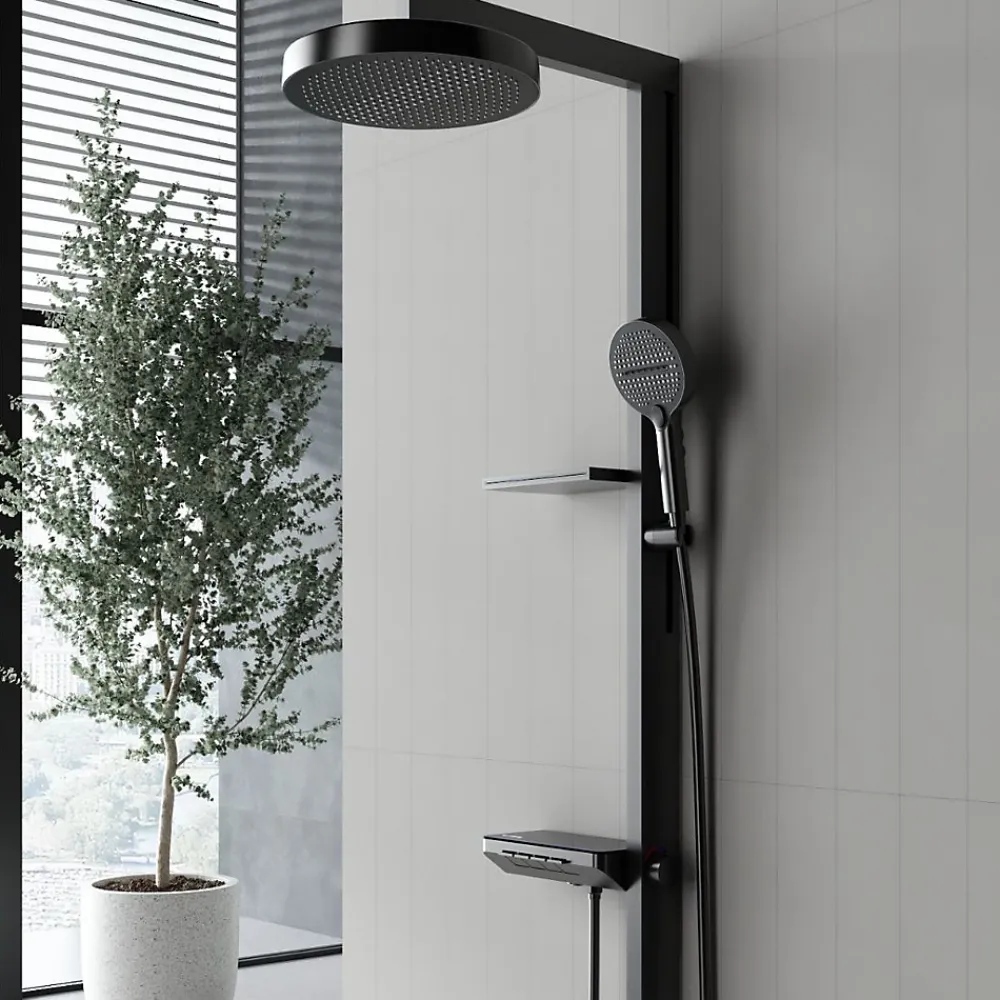 Dileci Colonne de douche moderne multifonction gris métallisé -