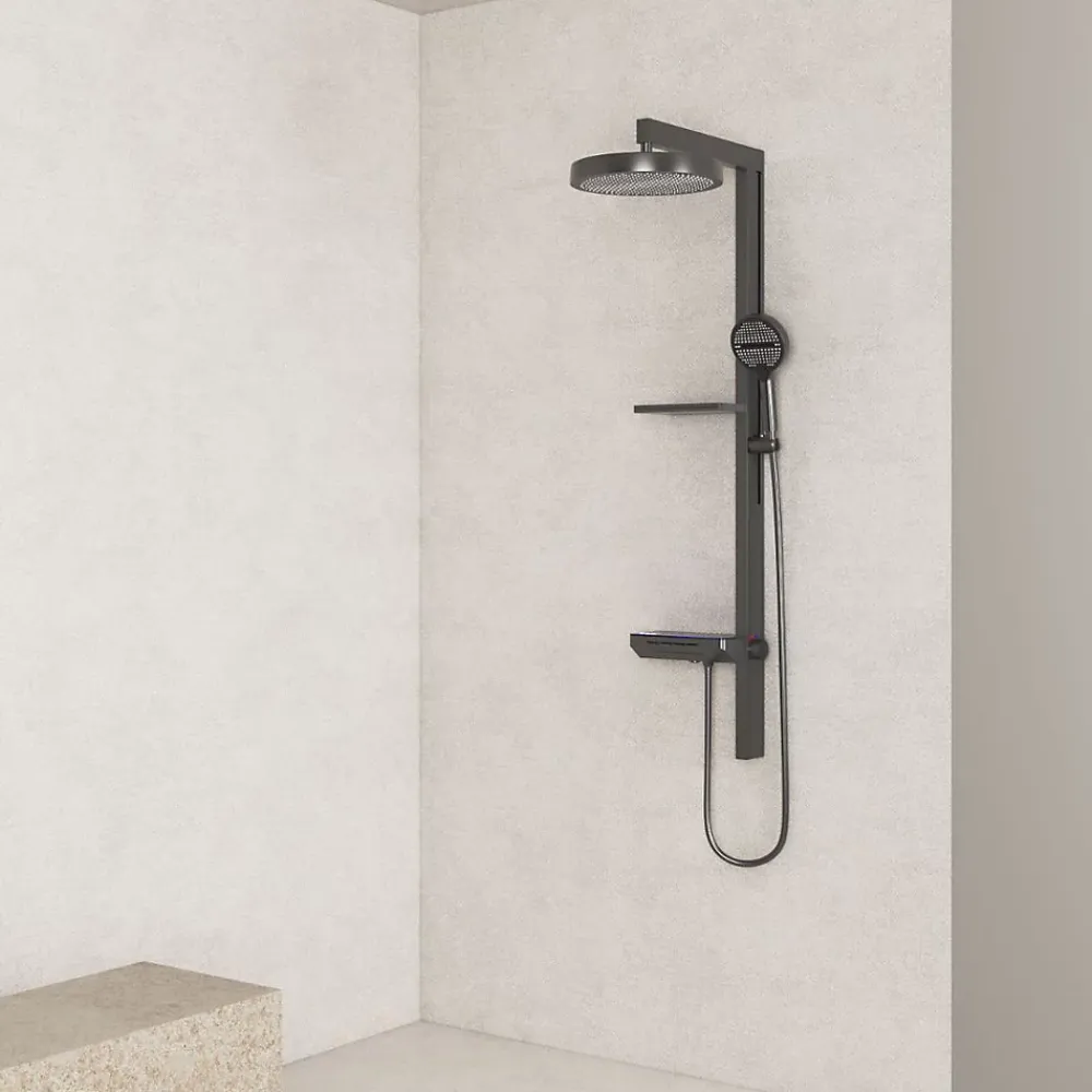 Dileci Colonne de douche moderne multifonction gris métallisé -