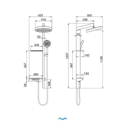 Dileci Colonne de douche moderne multifonction gris métallisé -