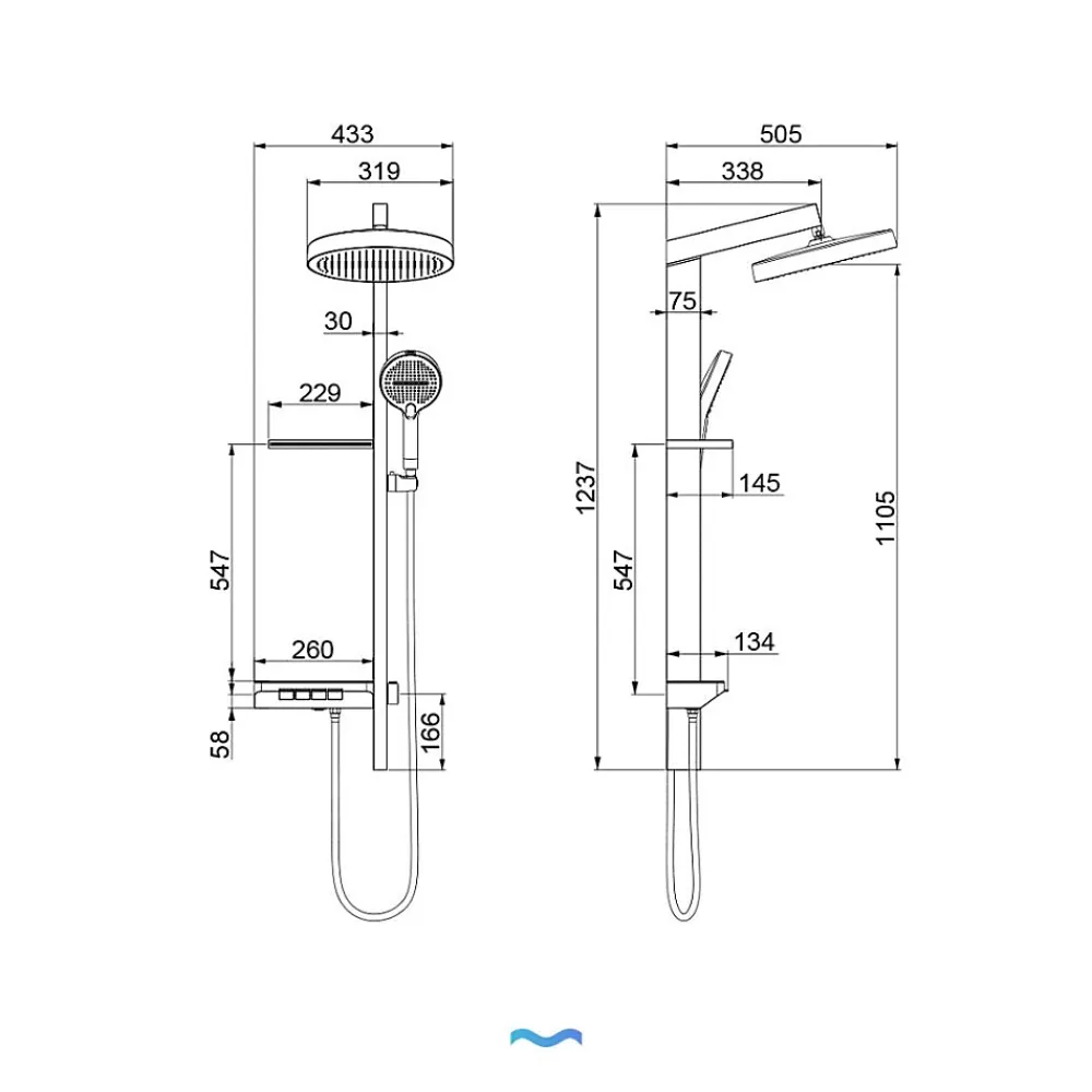 Dileci Colonne de douche moderne multifonction gris métallisé -