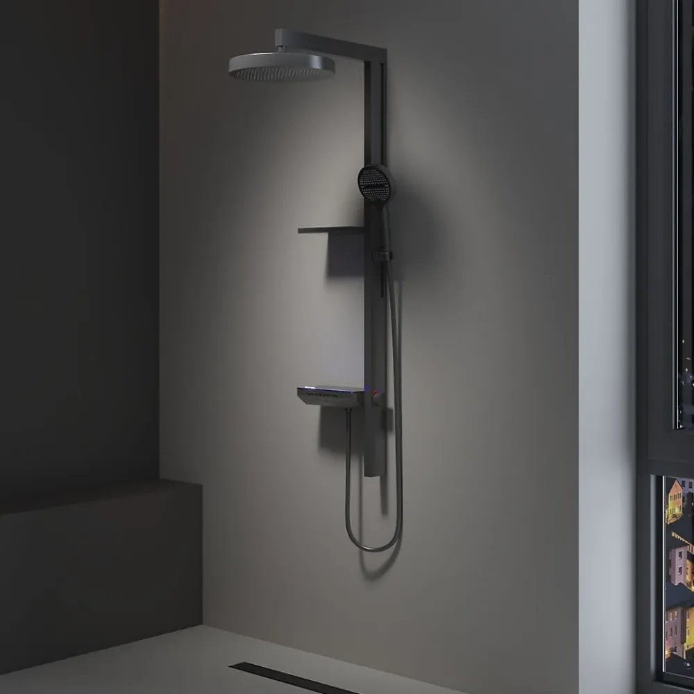 Dileci Colonne de douche moderne multifonction gris métallisé -