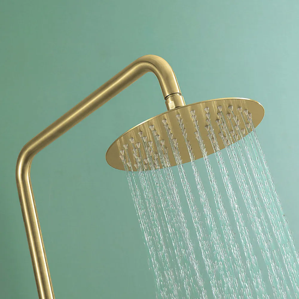Colonne De Douche Mécanique|Kibath Colonne de douche monocommande ronde PRO, 78-125 cm, finition OR brossé, en laiton