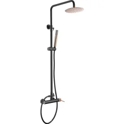 Imex Products Colonne de douche monocommande noir mat et or rose en acier et laiton