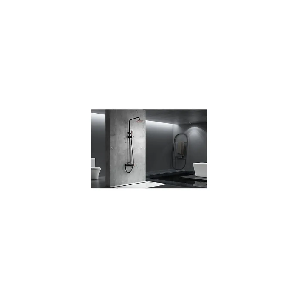 Imex Products Colonne de douche monocommande noir mat et or rose en acier et laiton