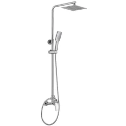 Colonne De Douche Mécanique|Kibath Colonne de douche monocommande carrée SIX, 79-125 cm, finition chrome poli, en laiton
