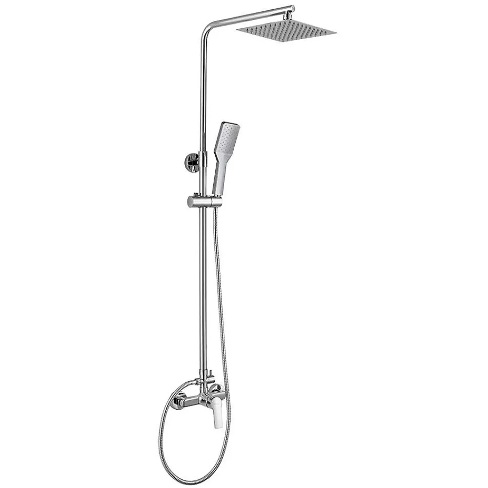 Colonne De Douche Mécanique|Kibath Colonne de douche monocommande carrée SIX, 79-125 cm, finition chrome poli, en laiton