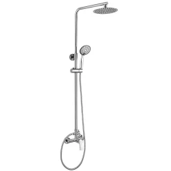 Colonne De Douche Mécanique|Kibath Colonne de douche monocommande ronde SIX, 79-125 cm, finition chrome poli, en laiton