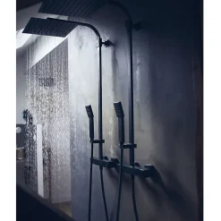 Essebagno Colonne de douche noire avec thermostatique 300 Quartos