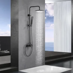 Imex Products Colonne de douche noire gun metal en acier et laiton avec mitigeur monocommande
