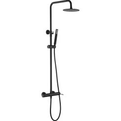 Imex Products Colonne de douche noire mate acier et laiton mitigeur monocommande avec douchette extensible